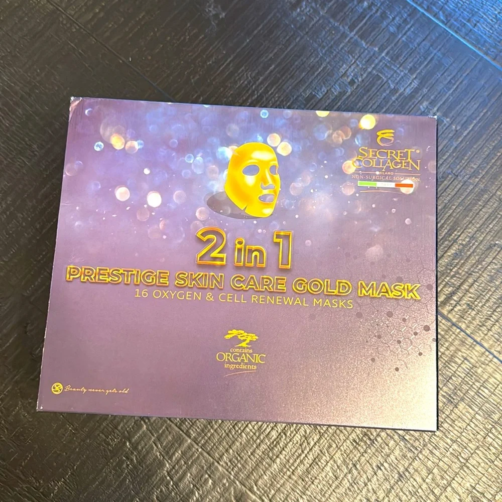 2 in 1 Prestige Skin Care Gold Mask | Oxygen Cell Renewal Masks Pack of 16